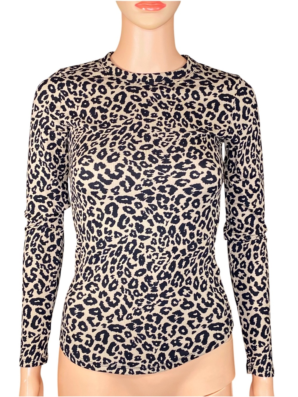 No Boundaries Animal Print Tee Long Sleeve Crew Neck Lightweight SZ XXS 00